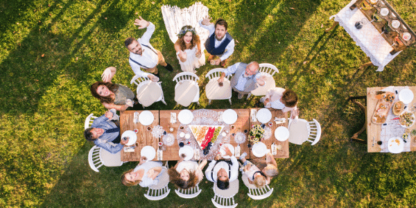 top view of a wedding reception